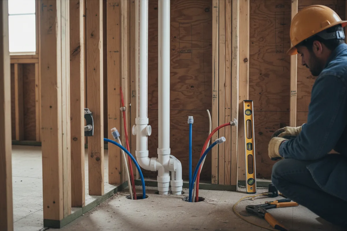 Drain and supply rough-in during Drain Cleaning in Shelby
