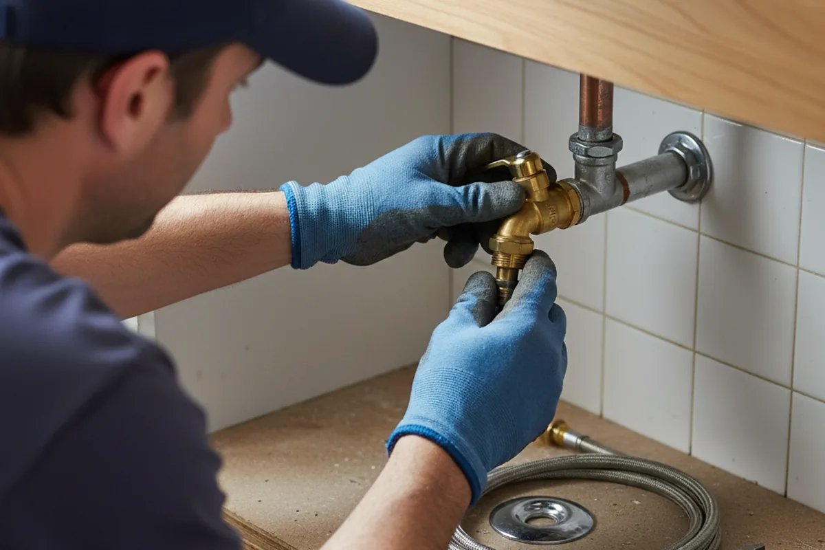 Shutoff valve and fitting work during Burst Pipe Repair in Shelby